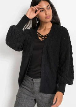 bonprix Bekleidung·Umstandsmode|Strickmode^Ajour-Strickjacke schwarz