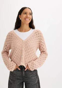 bonprix Bekleidung·Umstandsmode|Pullover & Strickjacken^Ajour-Strickjacke mattbeige