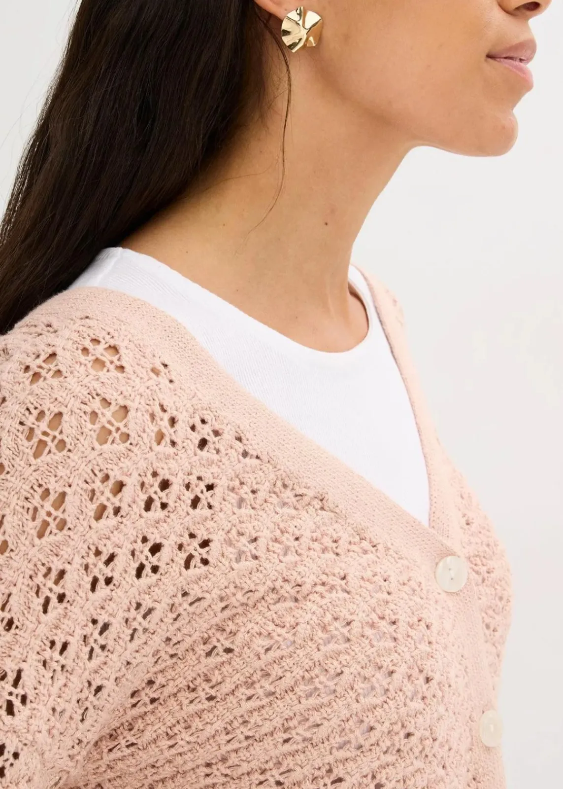 bonprix Bekleidung·Umstandsmode|Pullover & Strickjacken^Ajour-Strickjacke mattbeige