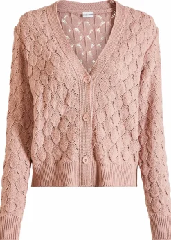 bonprix Bekleidung·Umstandsmode|Strickmode^Ajour-Strickjacke rosenholz