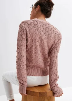 bonprix Bekleidung·Umstandsmode|Strickmode^Ajour-Strickjacke rosenholz
