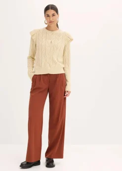 bonprix Bekleidung·Umstandsmode|Bekleidung·Jeans^Ajour-Strickjacke aus Baumwolle hellsand