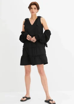 bonprix Pullover & Strickjacken|Strickmode^Ajour-Strickjacke aus reiner Baumwolle schwarz