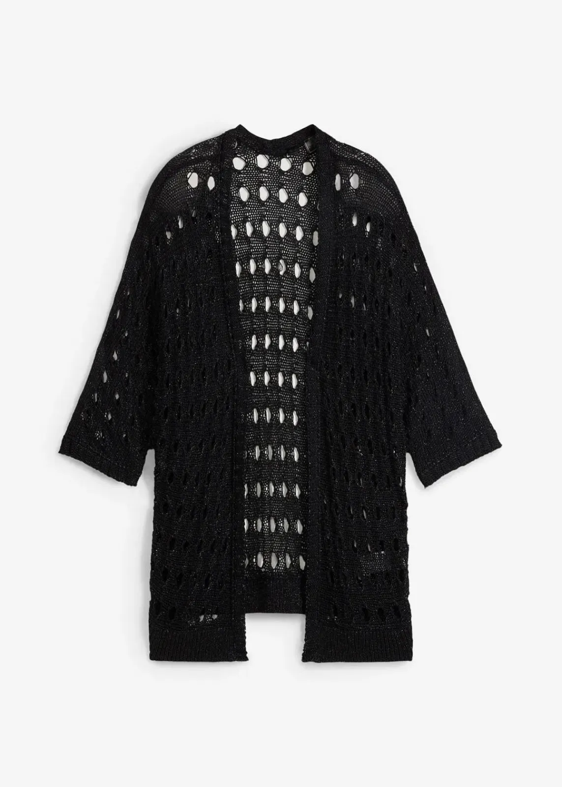 bonprix Strickmode|Pullover & Strickjacken^Ajour-Strickjacke mit Glitzergarn schwarz