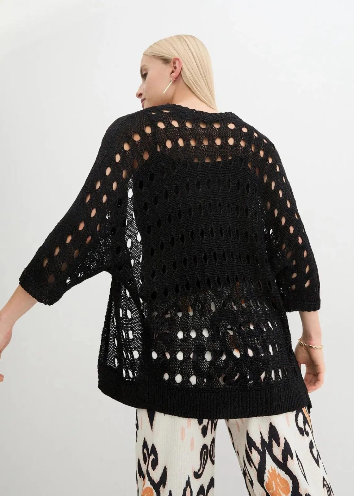 bonprix Strickmode|Pullover & Strickjacken^Ajour-Strickjacke mit Glitzergarn schwarz