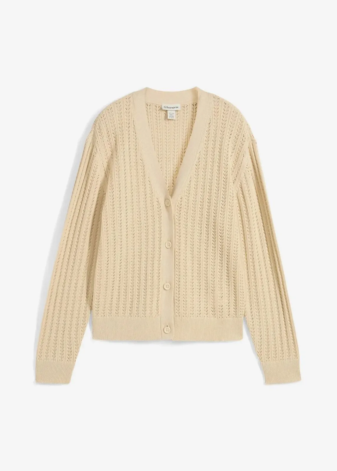 bonprix Bekleidung·Umstandsmode|Premium^Ajour-Strickjacke mit Leinenanteil hellsand