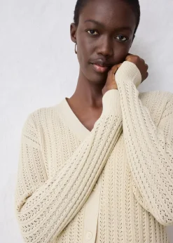 bonprix Bekleidung·Umstandsmode|Premium^Ajour-Strickjacke mit Leinenanteil hellsand