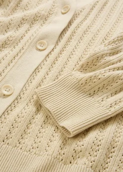 bonprix Bekleidung·Umstandsmode|Premium^Ajour-Strickjacke mit Leinenanteil hellsand
