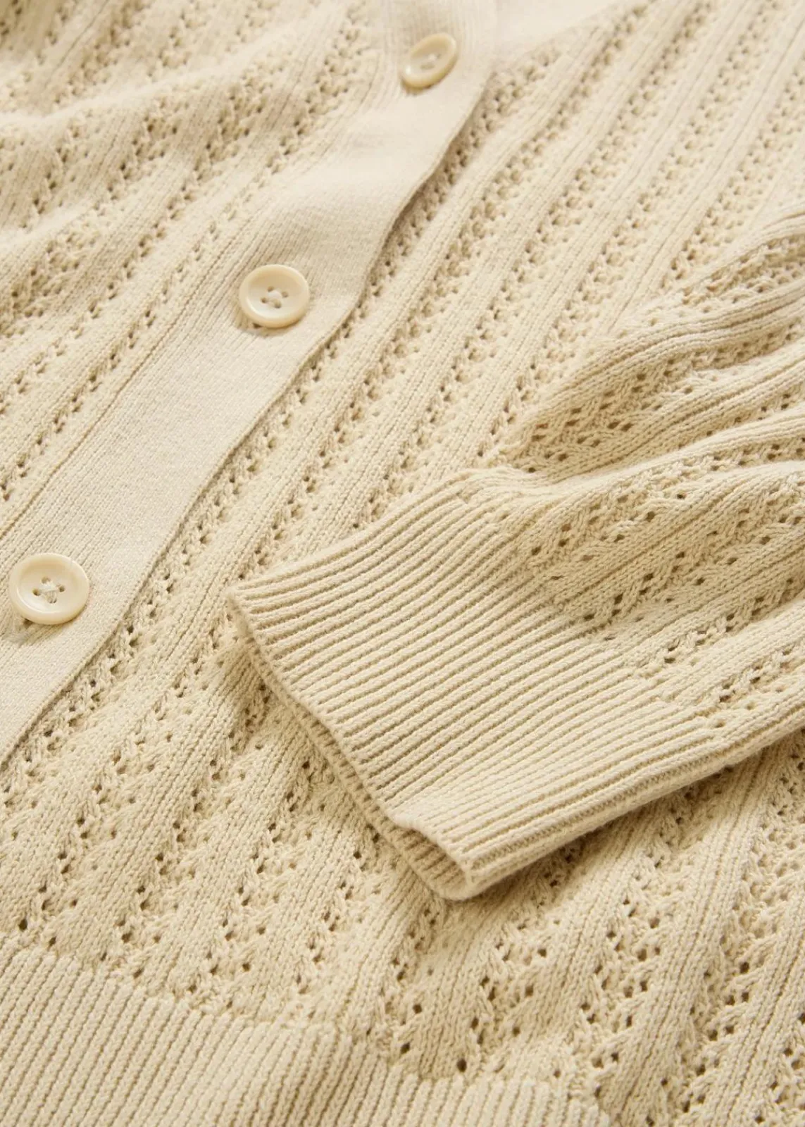 bonprix Bekleidung·Umstandsmode|Premium^Ajour-Strickjacke mit Leinenanteil hellsand
