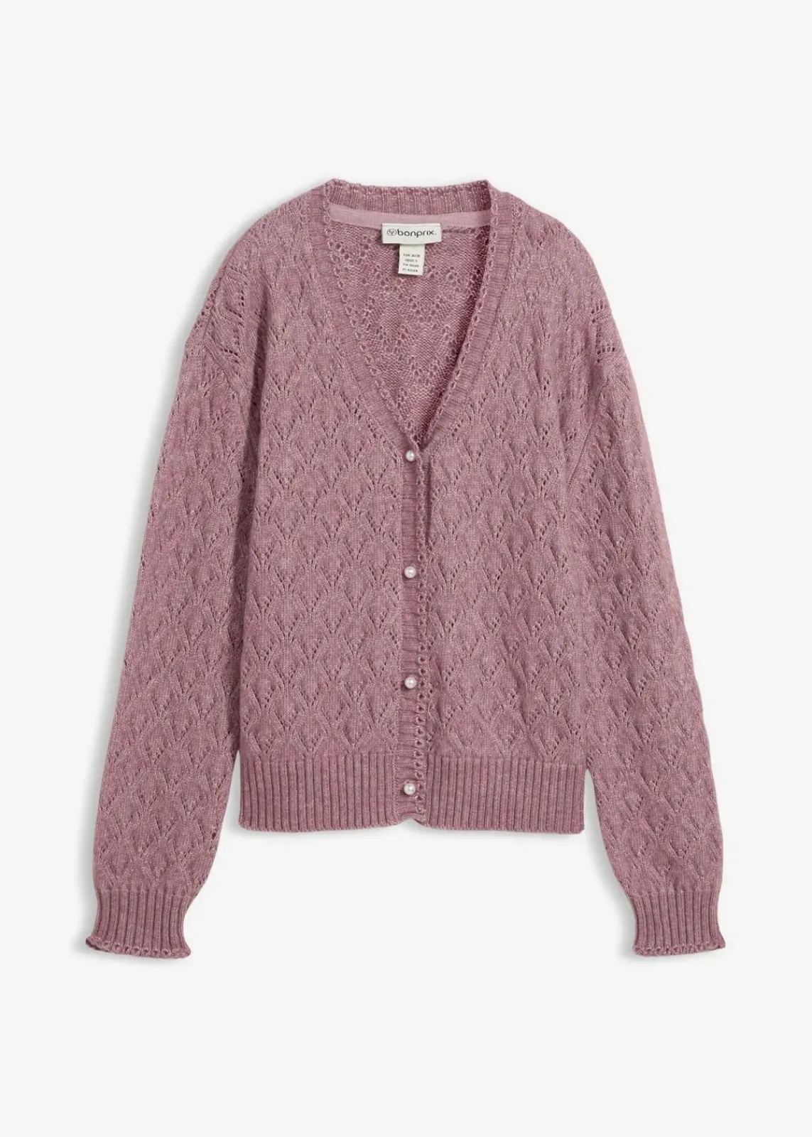 bonprix Bekleidung·Umstandsmode|Bekleidung·Jeans^Ajour-Strickjacke mit Wolle matt violett