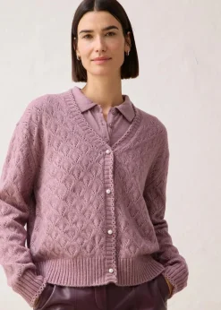 bonprix Bekleidung·Umstandsmode|Bekleidung·Jeans^Ajour-Strickjacke mit Wolle matt violett