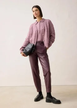 bonprix Bekleidung·Umstandsmode|Bekleidung·Jeans^Ajour-Strickjacke mit Wolle matt violett
