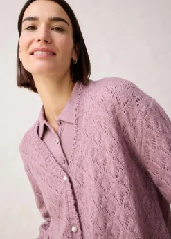 bonprix Bekleidung·Umstandsmode|Bekleidung·Jeans^Ajour-Strickjacke mit Wolle matt violett