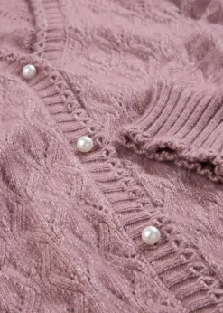 bonprix Bekleidung·Umstandsmode|Bekleidung·Jeans^Ajour-Strickjacke mit Wolle matt violett