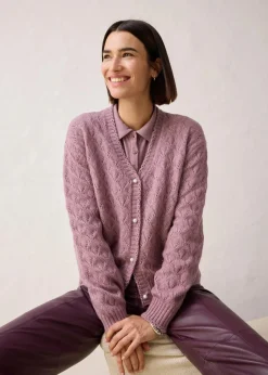 bonprix Bekleidung·Umstandsmode|Bekleidung·Jeans^Ajour-Strickjacke mit Wolle matt violett