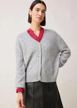 bonprix Bekleidung·Umstandsmode|Bekleidung·Jeans^Ajour-Strickjacke mit Wolle hellgrau meliert