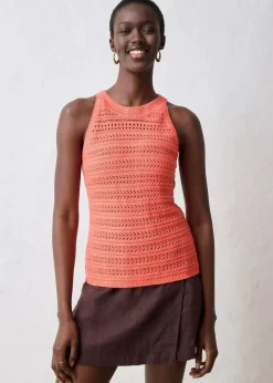 bonprix Bekleidung·Umstandsmode|Premium^Ajour-Stricktop mit Leinenanteil helllachs