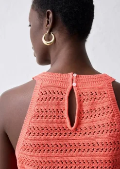 bonprix Bekleidung·Umstandsmode|Premium^Ajour-Stricktop mit Leinenanteil helllachs