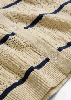 bonprix Bekleidung·Umstandsmode|Premium^Ajour-Strickweste mit Leinenanteil hellsand/dunkelblau