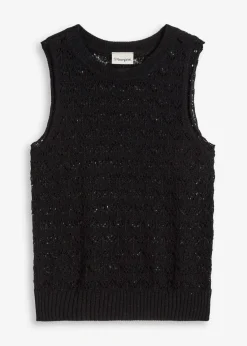 bonprix Strickmode|Shirts & Tops^Ajour-Top schwarz