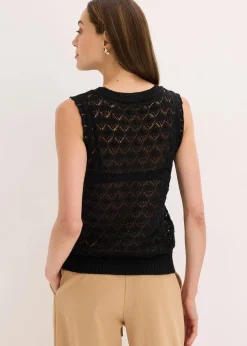 bonprix Strickmode|Shirts & Tops^Ajour-Top schwarz
