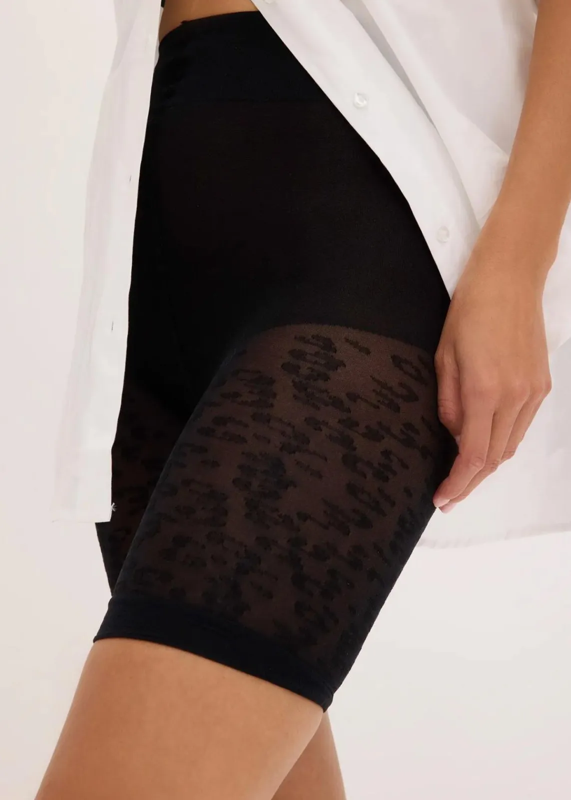 bonprix Bekleidung·Kleider|Hosen^Anti-Scheuer Radler mit Komfortbund 50 DEN schwarz leo