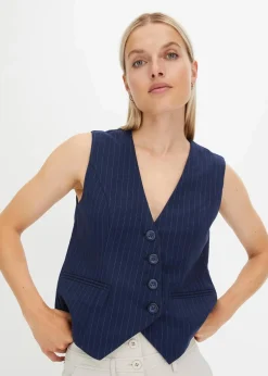 bonprix Bekleidung·Hosen|Jacken & Mäntel^Anzugweste aus Viskose-Mix dunkelblau längs gestreift