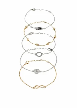 bonprix Schmuck|Schuhe & Accessoires In Spezialgrößen·Schmuck^Armbandset (5-tlg. Set) silberfarben/goldfarben