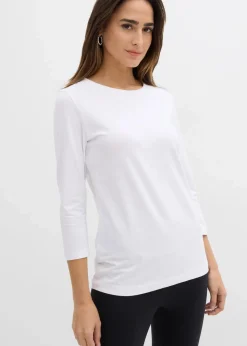 bonprix Bekleidung·Röcke|Nachhaltigere Materialien^3/4-Armshirt mit reiner Bio-Baumwolle weiß
