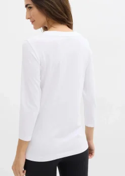 bonprix Bekleidung·Röcke|Nachhaltigere Materialien^3/4-Armshirt mit reiner Bio-Baumwolle weiß