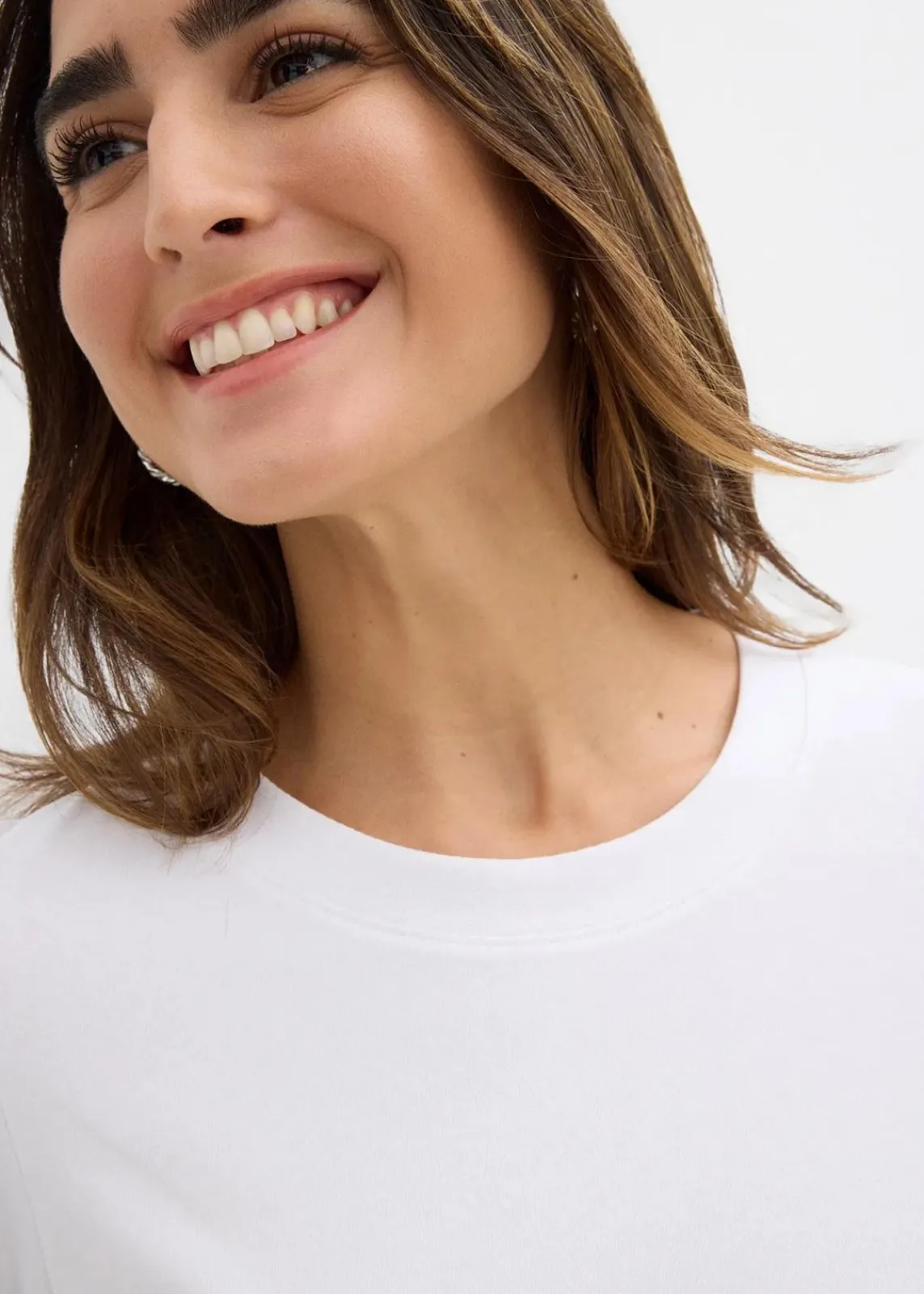 bonprix Bekleidung·Röcke|Nachhaltigere Materialien^3/4-Armshirt mit reiner Bio-Baumwolle weiß