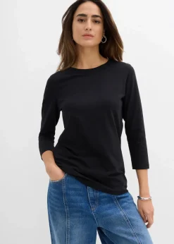 bonprix Shirts & Tops|Basics^3/4-Armshirt mit reiner Bio-Baumwolle schwarz
