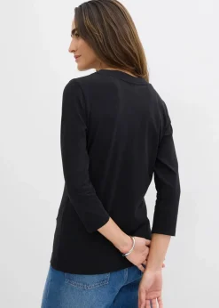 bonprix Shirts & Tops|Basics^3/4-Armshirt mit reiner Bio-Baumwolle schwarz