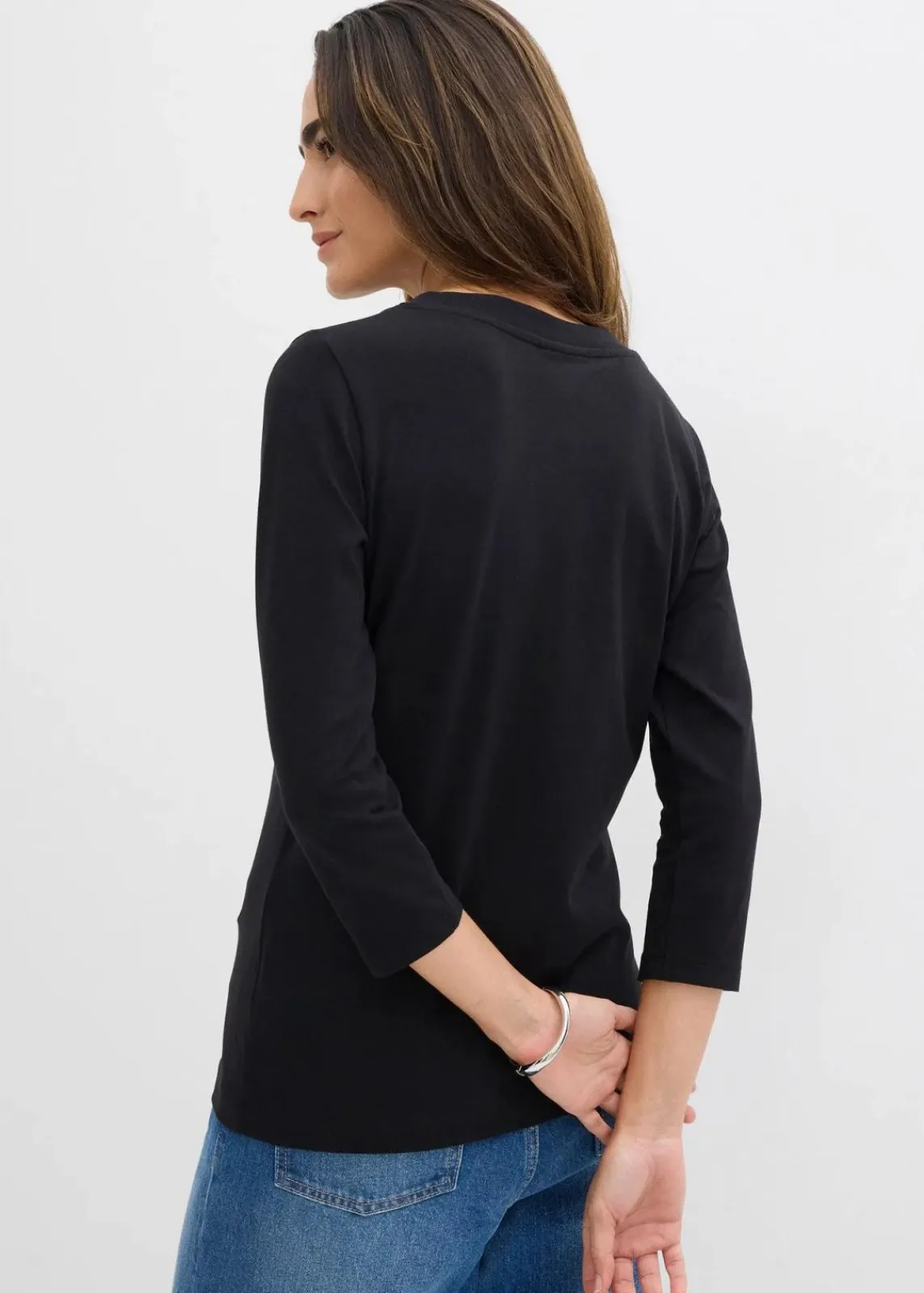bonprix Shirts & Tops|Basics^3/4-Armshirt mit reiner Bio-Baumwolle schwarz