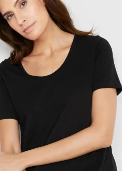 bonprix Shirts & Tops^Asymetrisches Longshirt aus Baumwoll-Viskose-Mischung schwarz
