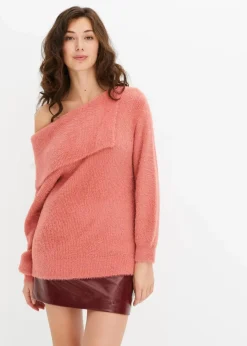 bonprix Bekleidung·Umstandsmode|Strickmode^Asymmetrischer Off-Shoulder Pullover rhabarber