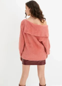 bonprix Bekleidung·Umstandsmode|Strickmode^Asymmetrischer Off-Shoulder Pullover rhabarber