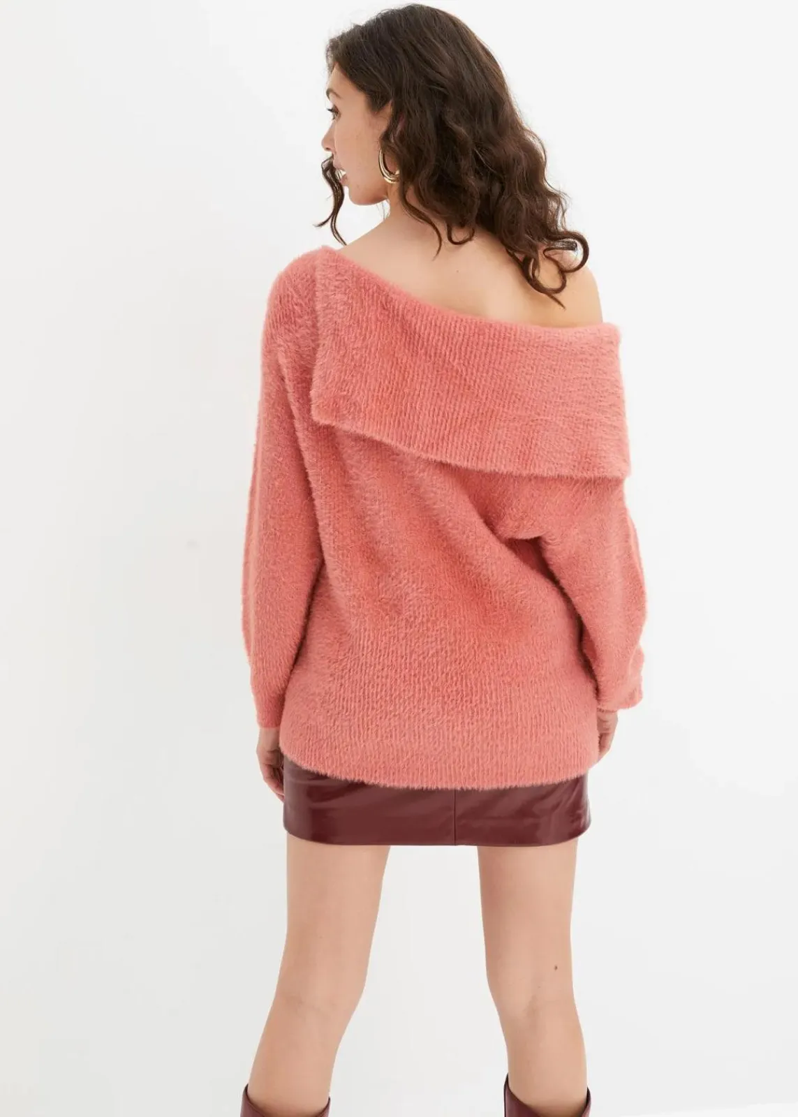 bonprix Bekleidung·Umstandsmode|Strickmode^Asymmetrischer Off-Shoulder Pullover rhabarber