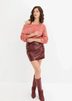 bonprix Bekleidung·Umstandsmode|Strickmode^Asymmetrischer Off-Shoulder Pullover rhabarber
