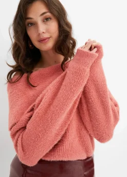 bonprix Bekleidung·Umstandsmode|Strickmode^Asymmetrischer Off-Shoulder Pullover rhabarber
