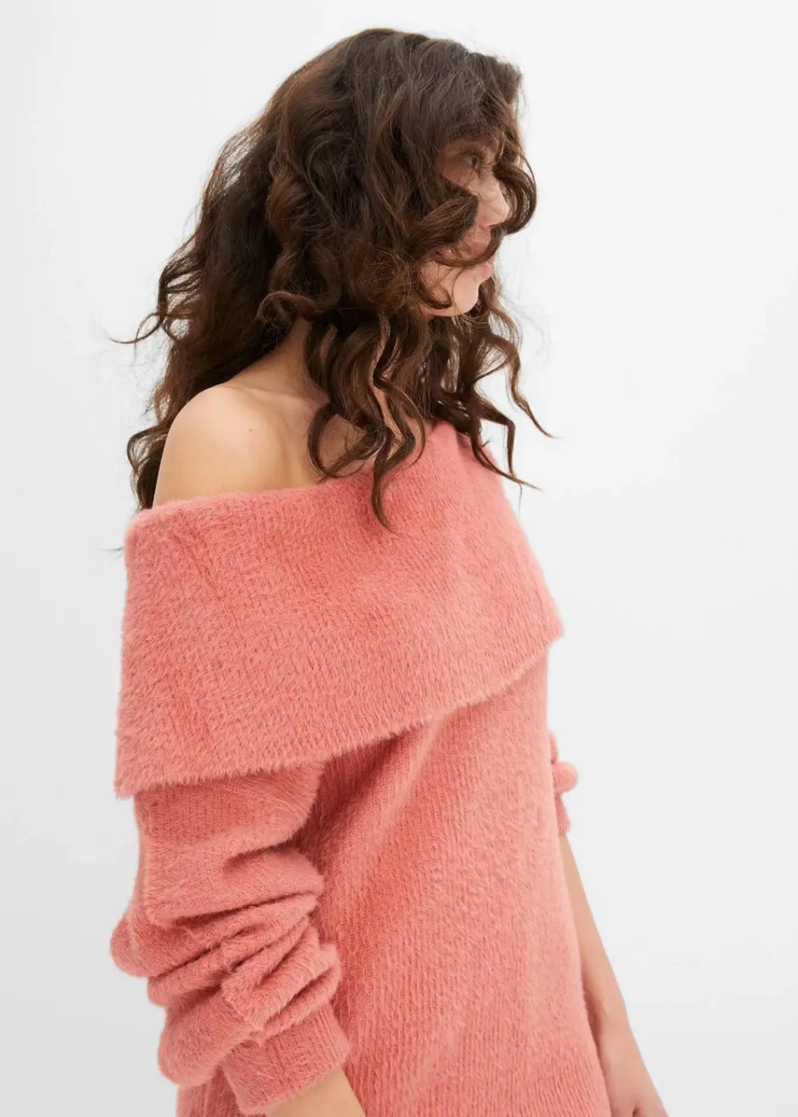 bonprix Bekleidung·Umstandsmode|Strickmode^Asymmetrischer Off-Shoulder Pullover rhabarber