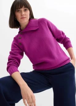 bonprix Bekleidung·Umstandsmode|Bekleidung·Jeans^Asymmetrischer Pullover dunkelfuchsia