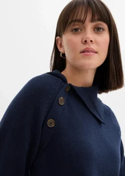 bonprix Pullover & Strickjacken|Strickmode^Asymmetrischer Pullover dunkelblau