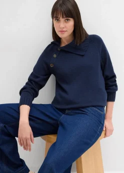 bonprix Pullover & Strickjacken|Strickmode^Asymmetrischer Pullover dunkelblau