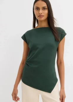 bonprix Shirts & Tops^Asymmetrisches Top aus bequemem Scuba schattengrün