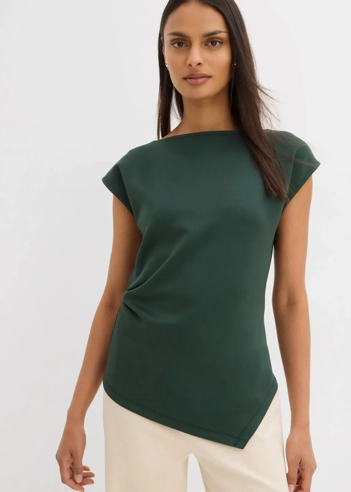 bonprix Shirts & Tops^Asymmetrisches Top aus bequemem Scuba schattengrün