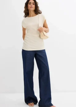 bonprix Shirts & Tops|Nachhaltigere Materialien^Asymmetrisches Top aus leichtem Crêpe natur