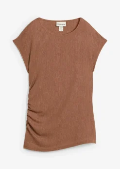 bonprix Nachhaltigere Materialien|Shirts & Tops^Asymmetrisches Top aus leichtem Crêpe maronenbraun
