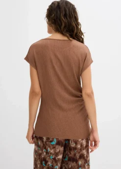 bonprix Nachhaltigere Materialien|Shirts & Tops^Asymmetrisches Top aus leichtem Crêpe maronenbraun