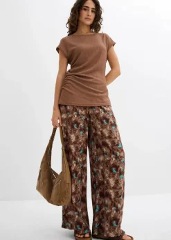 bonprix Nachhaltigere Materialien|Shirts & Tops^Asymmetrisches Top aus leichtem Crêpe maronenbraun
